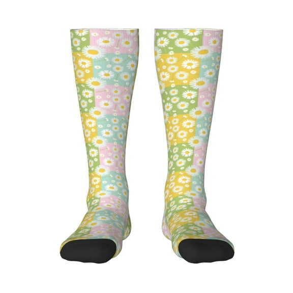 KLL Daisies Flowers Print Cool Socks Men's Women's Crew Socks Funny Crazy Novelty Stockings