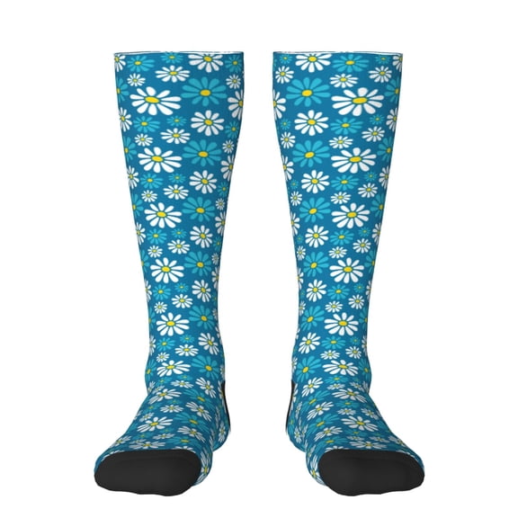 KLL Daisies Flowers Print Cool Socks Men's Women's Crew Socks Funny Crazy Novelty Stockings
