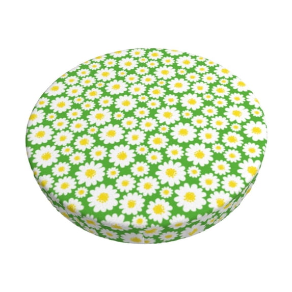 KLL Daisies Flowers Round Bar Chair Cushion Cover 14 inch ,Bar Stool Protector with Elastic, Soft Washable