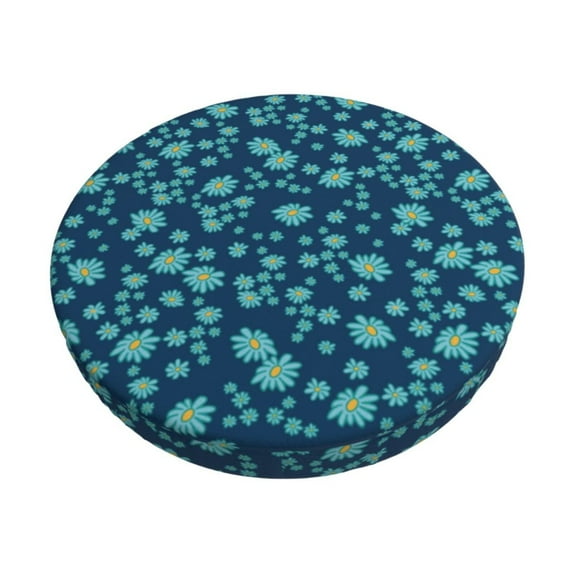 KLL Daisies Flowers Round Bar Chair Cushion Cover 14 inch ,Bar Stool Protector with Elastic, Soft Washable