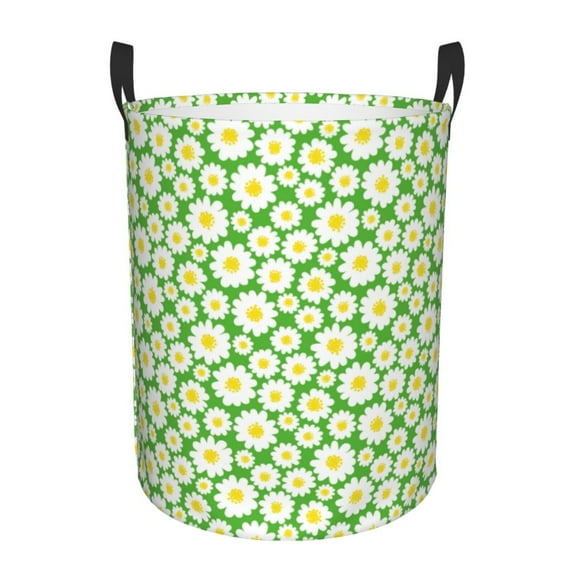 KLL Daisies Flowers Waterproof Foldable Laundry Hamper Bucket with Handles for Storage Bin,Kids Room,Home Organizer (Medium )