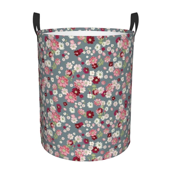 KLL Daisies Flowers Waterproof Foldable Laundry Hamper Bucket with Handles for Storage Bin,Kids Room,Home Organizer (Small )