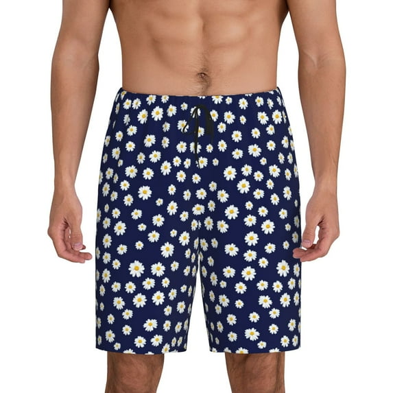 KLL Daisies Flowers for Men's 1-Pack Shorts,Sleep Pajama Shorts for Men Soft Pj Shorts Men's Pajama Bottoms Sleepwear -Small