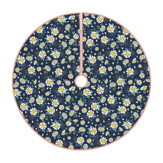 KLL Daisy Floral B Christmas Tree Skirt 48" ,Party Decorations Farmhouse for Christmas Decorations Holiday Party