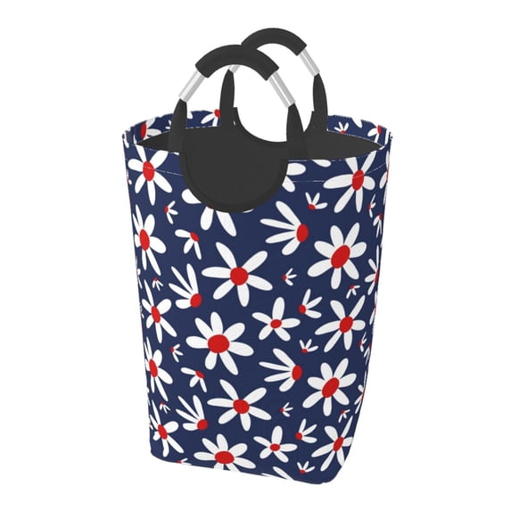 KLL Daisy Flowers Laundry Hamper,Large Canvas Fabric Lightweight Storage Basket Toy Organizer Dirty Clothes Collapsible Waterproof