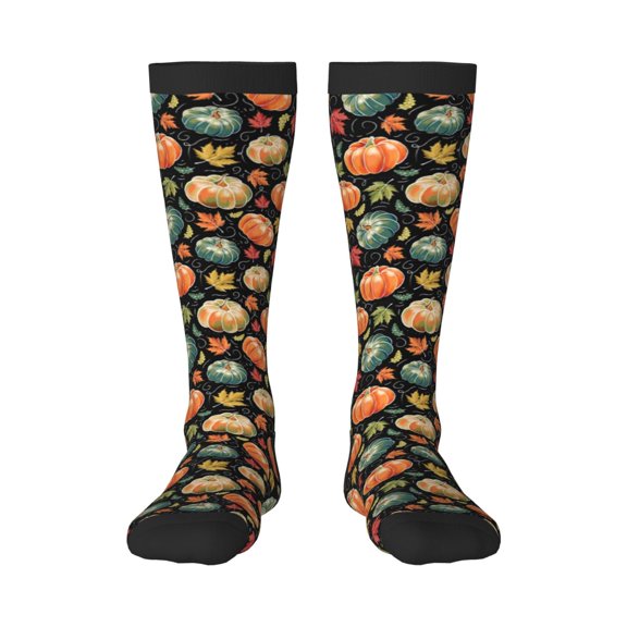 KLL Daisy maple leaf Print Cool Socks Men's Women's Crew Socks Funny Crazy Novelty Stockings