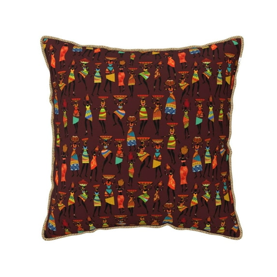 KLL Dancing African Women1 Decorative Throw Pillow Covers Velvet Soft for Couch Sofa Bedroom Living Room Outdoor (No pillow core)- 16"x16"
