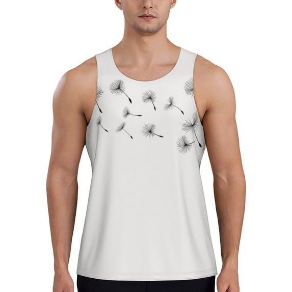 KLL Dandelion Blowing In The Wind Print Men's Muscle Gym Workout Stringer Tank Tops Bodybuilding Fitness T-Shirts Tank Tops Men-4X-Large