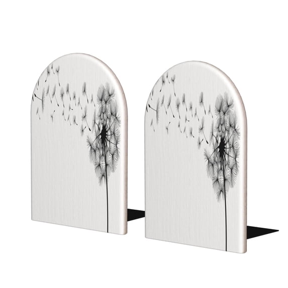 KLL Dandelion Blowing In The Wind Print Wood Book Ends for Shelves,1 Pair Wood Bookends Book Holder Stand Decorative, Book Stoppers for Heavy Duty Books CD File Video Games
