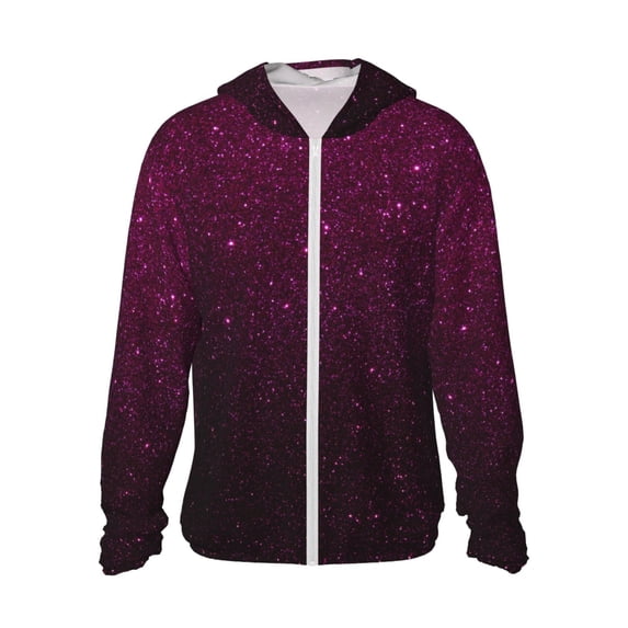 KLL Dark Purple Glitter Print Men's Women’s UPF 50+ Sun Protection Outdoor Hoodie Jacket Long Sleeve Fishing Hiking Performance Shirt-3X-Large