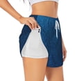 thumbnail image 1 of KLL Deep Blue Glitter Pattern Shorts Women,Athletic Shorts High Waisted Running Shorts Pocket Sporty Short Gym Elastic Workout Shorts-X-Large, 1 of 7