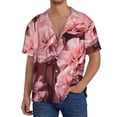 thumbnail image 1 of KLL Delicate Pink Carnations Print Men's Shirt Short Sleeve Button Down Summer Cuba Beach Shirts- Medium, 1 of 5