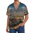 thumbnail image 1 of KLL Deserted Classic Car Landscape Print Men's Shirt Short Sleeve Button Down Summer Cuba Beach Shirts- X-Large, 1 of 5