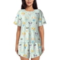 thumbnail image 1 of KLL Different Breeds of Dogs Print Pajama Set for Women Short Sleeve Sleepwear Pjs Soft 2 Piece Lounge Sleepwear Sets-XX-Large, 1 of 6