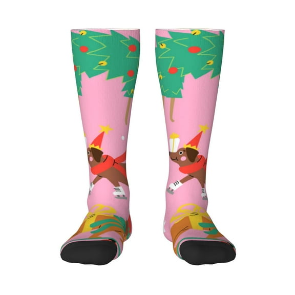 KLL Different Dogs Christmas Print Cool Socks Men's Women's Crew Socks Funny Crazy Novelty Stockings