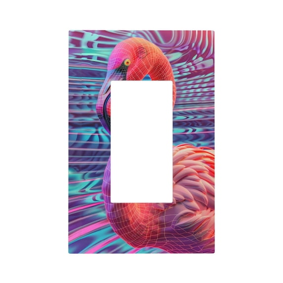 KLL Digital Flamingo Vibrant Art Pattern Electrical Outlet Covers, 3" x 5" 1 Pack Electric Receptacle Plug Covers for Decorator Receptacle Outlet & Switch-Style U
