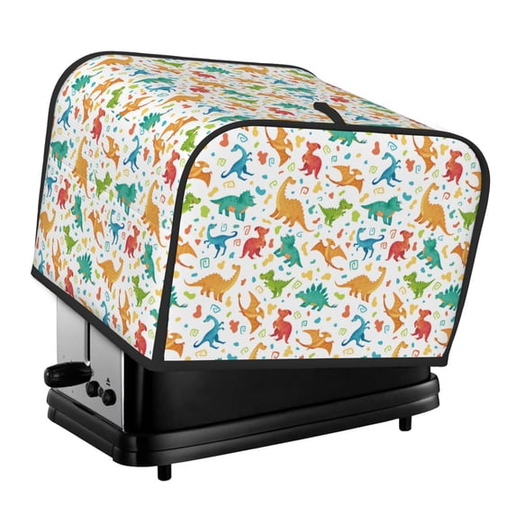 KLL Dinosaur Print 4 Slice Toaster Dust Covers Kitchen Small Appliance Cover with 2 Pockets,Can hold Jam Spreader Knife & Toaster Tongs (12.4 x 10.6 x 8.2)