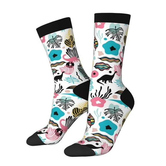 KLL Dinosaur Print Cool Socks Men's Women's Crew Socks Funny Crazy Novelty Stockings