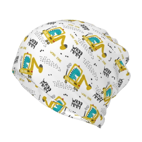 KLL Dinosaur on Excavator Pirnt Wicking Running Beanie Head Wrap Cycling Bandana for Men Women