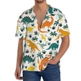 thumbnail image 1 of KLL Dinosaurs and Tropical Leaves Print Men's Shirt Short Sleeve Button Down Summer Cuba Beach Shirts- 3X-Large, 1 of 5