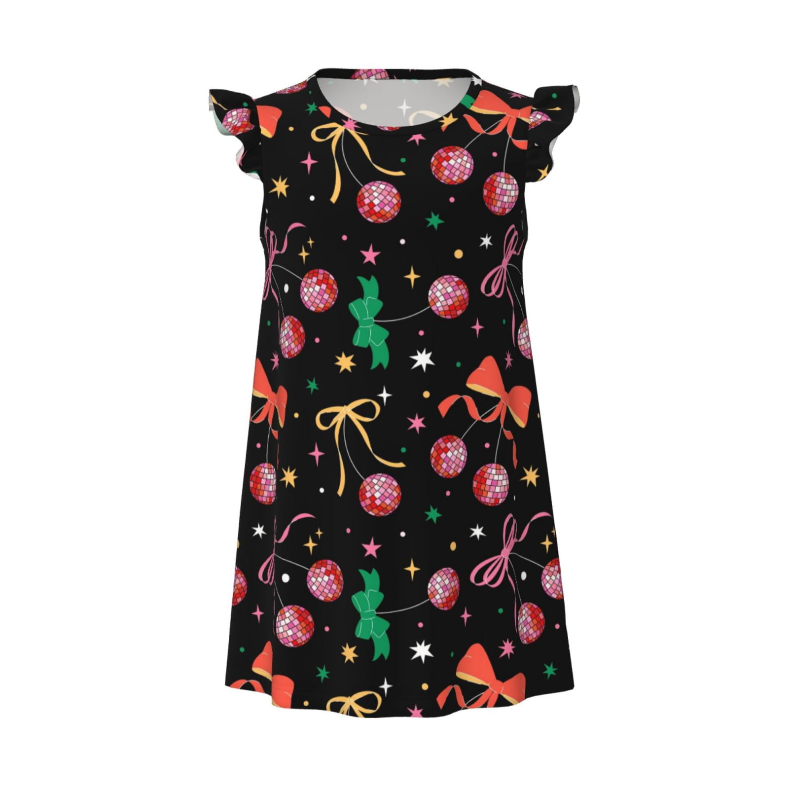 KLL Disco Mirror Ball Print Girls Nightgowns Pajamas for Girl Sleepwear