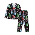 thumbnail image 1 of KLL Disco Mirror Ball Snowman Print Women's Long Sleeve Pajamas with Pants Sleepwear Loungewear 2 Set-Small, 1 of 8