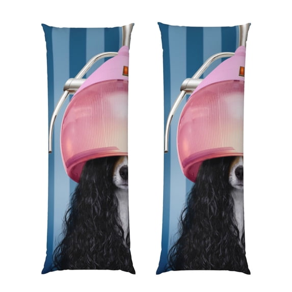 KLL Dog in Hairdresser Pattern Long Body Pillow Cover,20x60 Body Pillow Cases,Soft Brushed Microfiber Invisible Zipper Design-Pillow core not included