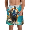 thumbnail image 1 of KLL Dog Underwater Adventure Men's Casual Summer Beach Shorts Hawaiian Shorts with Pockets-X-Large, 1 of 5