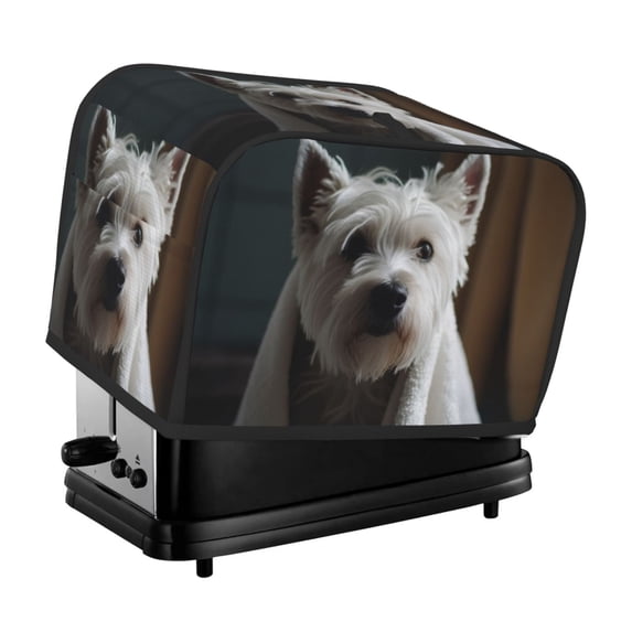 KLL Dog Wrapped in Towel 1 Print 2 Slice Toaster Dust Covers Kitchen Small Appliance Cover with 2 Pockets,Can hold Jam Spreader Knife & Toaster Tongs (11.4 x 7.9 x 7.5)