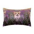 thumbnail image 1 of KLL Dog in Lavender Flowers Pattern Silk Pillowcase for Hair and Skin Standard Size 20"X 30" Soft Breathable Pillow Covers for Sleeping, 1 of 1
