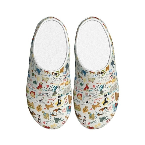 KLL Dogs Funny Pets Pattern Adult Unisex Cozy Slippers,Fuzzy Slip-on Slippers TPR Sole Slippers Comfort Plush Home Footwear for Indoor & Outdoor-46/47