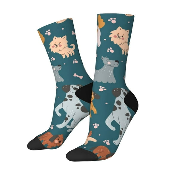 KLL Dogs Print Cool Socks Men's Women's Crew Socks Funny Crazy Novelty Stockings