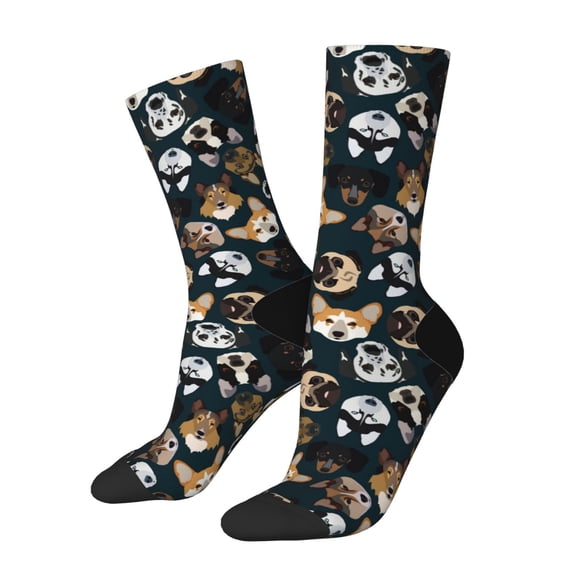 KLL Dogs Print Cool Socks Men's Women's Crew Socks Funny Crazy Novelty Stockings