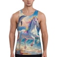 thumbnail image 1 of KLL Dolphin Rainbow Horse Print Men's Muscle Gym Workout Stringer Tank Tops Bodybuilding Fitness T-Shirts Tank Tops Men-4X-Large, 1 of 7