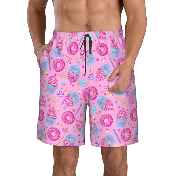 KLL Donuts Men's Casual Summer Beach Shorts Hawaiian Shorts with Pockets-3X-Large