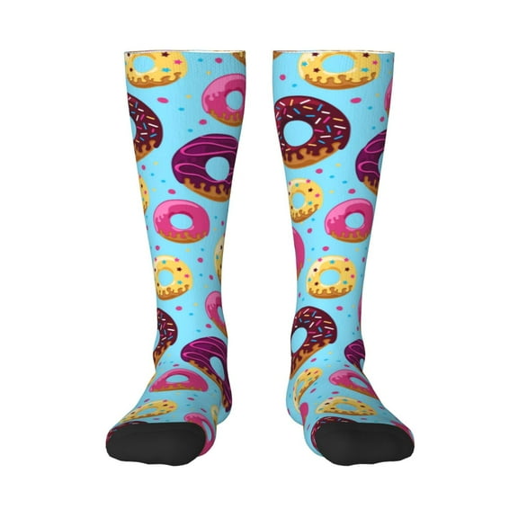 KLL Donuts Print Cool Socks Men's Women's Crew Socks Funny Crazy Novelty Stockings