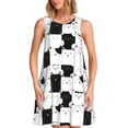 thumbnail image 1 of KLL Doodle Cute Cat Pattern Womens Summer Dresses 2025,Loose Round Neck Sleeveless Sundresses Tank Dresses with Pockets, 1 of 7