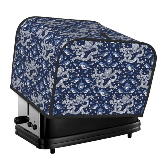 KLL Dragon Print 4 Slice Toaster Dust Covers Kitchen Small Appliance Cover with 2 Pockets,Can hold Jam Spreader Knife & Toaster Tongs (12.4 x 10.6 x 8.2)