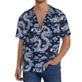 thumbnail image 1 of KLL Dragon Print Men's Shirt Short Sleeve Button Down Summer Cuba Beach Shirts- 4X-Large, 1 of 5