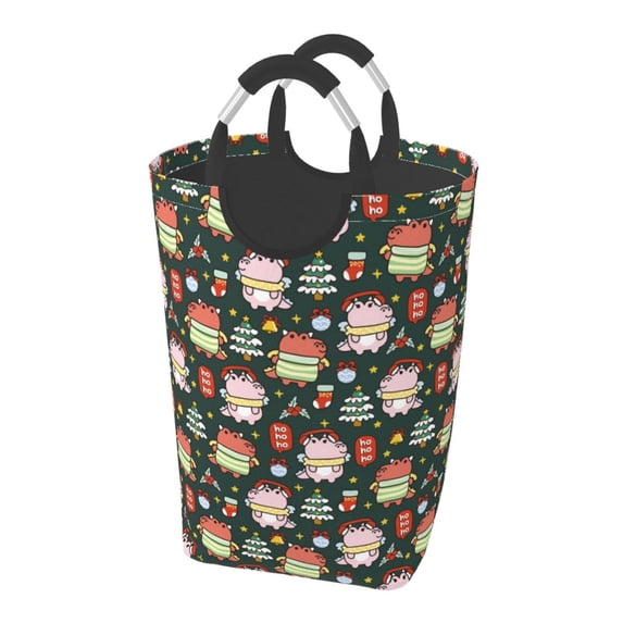 KLL Dragon With Hohoho Laundry Hamper,Large Canvas Fabric Lightweight Storage Basket Toy Organizer Dirty Clothes Collapsible Waterproof