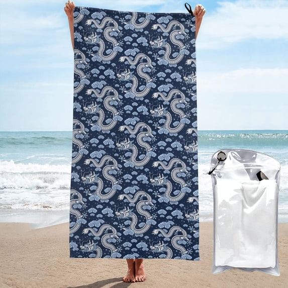 KLL Dragons Microfiber Beach Towel Fast Drying,Extra Large 31.5"x63" Sand Free Beach Towel Super Lightweight Towels