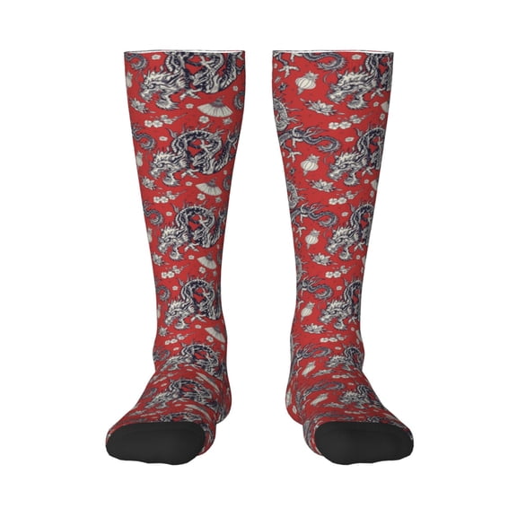 KLL Dragons2 Print Cool Socks Men's Women's Crew Socks Funny Crazy Novelty Stockings