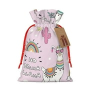 KLL No Drama Llama for Christmas Gift Bag,Holiday Bags for Gifts Christmas Bags & Drawstring Gift Pouch Reusable Holiday Gift Bags & Party Favor Bags (1 PCS)-Medium