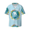 thumbnail image 1 of KLL Dreaming Travel Print Men's Shirt Short Sleeve Button Down Summer Cuba Beach Shirts- Large, 1 of 7