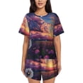 thumbnail image 1 of KLL Dreamy Dandelion Sunset Print Pajama Set for Women Short Sleeve Sleepwear Pjs Soft 2 Piece Lounge Sleepwear Sets-X-Large, 1 of 6