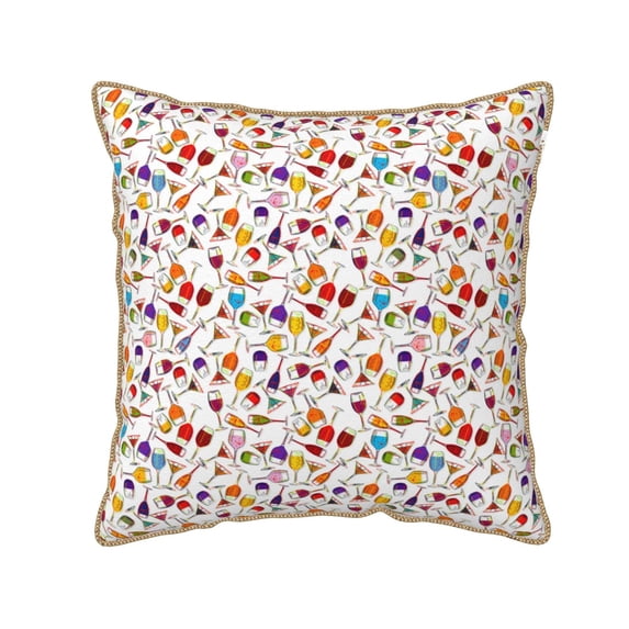 KLL Drink And Cocktail Glasses Decorative Throw Pillow Covers Velvet Soft for Couch Sofa Bedroom Living Room Outdoor (No pillow core)- 20"x20"