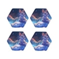 thumbnail image 1 of KLL Drink Coasters Set Hexagon of 4,PU Leather Absorbent Coasters Set Decorative Coffee Cup Coasters Housewarming Gift for Home Decor-Cloud Cute Rabbit, 1 of 5