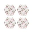 thumbnail image 1 of KLL Drink Coasters Set Hexagon of 4,PU Leather Absorbent Coasters Set Decorative Coffee Cup Coasters Housewarming Gift for Home Decor-Flamingo And Flowers, 1 of 5