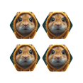 thumbnail image 1 of KLL Drink Coasters Set Hexagon of 4,PU Leather Absorbent Coasters Set Decorative Coffee Cup Coasters Housewarming Gift for Home Decor-Modern Yellow Sweater Guinea Pig, 1 of 5