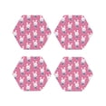 thumbnail image 1 of KLL Drink Coasters Set Hexagon of 4,PU Leather Absorbent Coasters Set Decorative Coffee Cup Coasters Housewarming Gift for Home Decor-Rabbit Holding Flowers, 1 of 5
